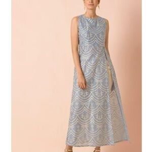 Blue Scallop Printed High Slit Kurta